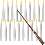 Leejec Floating Candles With Magic Wand Remote (6/18H Timer), 20pcs 6.1 Hanging Flameless Taper Candles, Flickering Warm Light, Halloween Christmas Classroom Windows Wedding Party Decor(White),