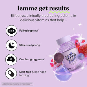 Lemme Sleep Gummies with 5mg Melatonin, Elderberry, Magnesium, L-Theanine, Chamomile & Lavender, Drug-Free Sleep Aid, Gluten-Free & Non-GMO, 60 Count