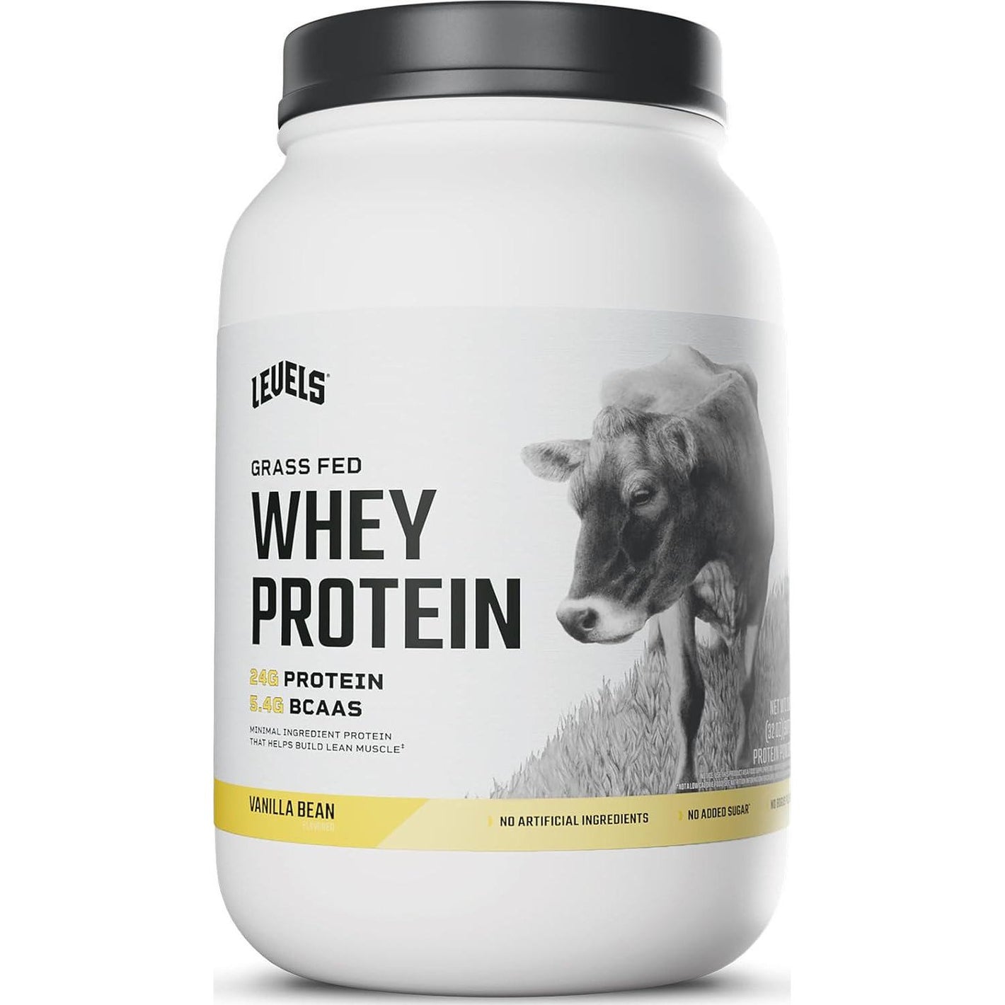 Levels Nutrition Grass-Fed Whey Protein Powder, No Artificial Ingredients, 24g Protein per Serving, Vanilla Bean, 2lb