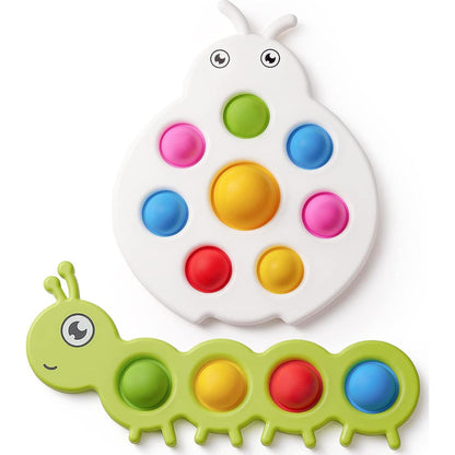 LIKEE Fidget Sensory Toys 2 Pieces for Ages 1 to 3 Montessori Pop Push Bubble Travel Stress Relief Toy