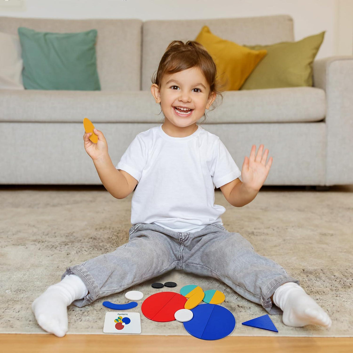Likee Wooden Shape Puzzle Set, 36 Blocks + 60 Cards, Montessori Toys for Toddlers 3–8, Educational & Travel Friendly