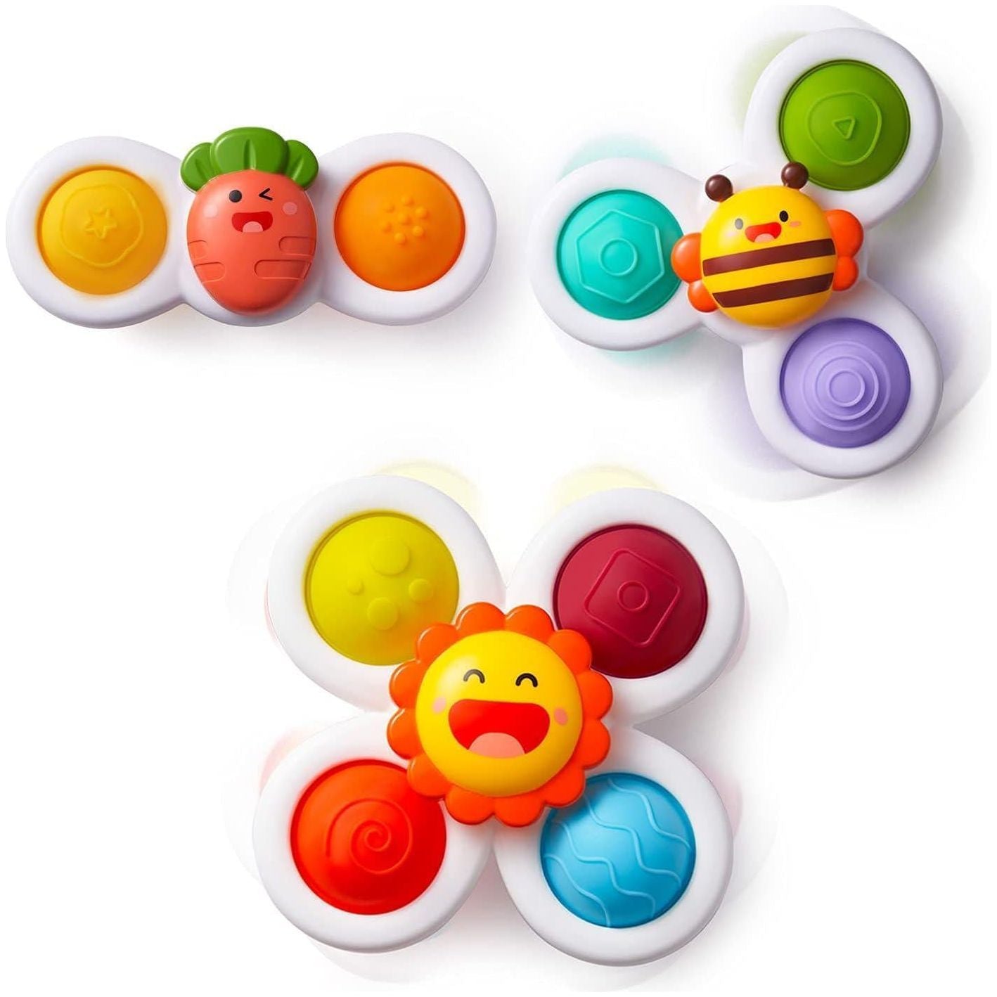 Likee Suction Cup Fidget Spinners 3 Pack Rotating Sensory Toys for Toddlers 12 18 Months