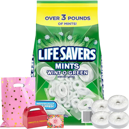 Life Savers Wintergreen Hard Candy, Individually Wrapped, 3 lb Bulk Bag, Wintergreen Flavor