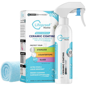 LifeProof Ceramic Coating Spray Kit, Shine, Seal & Protect Kitchen & Bath Surfaces, Repels Stains & Grime