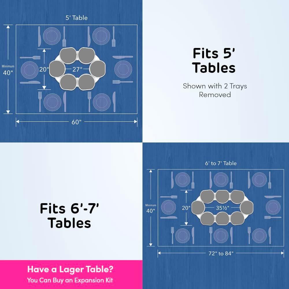 Light Gray- The Lazy Susan Revolution - The First Patented Lazy Susan Turntable Expandable For Rectangular And Oblong Tables - Kitchen And Dining Tables - Great Gift! Parties And Gatherings,860011982906