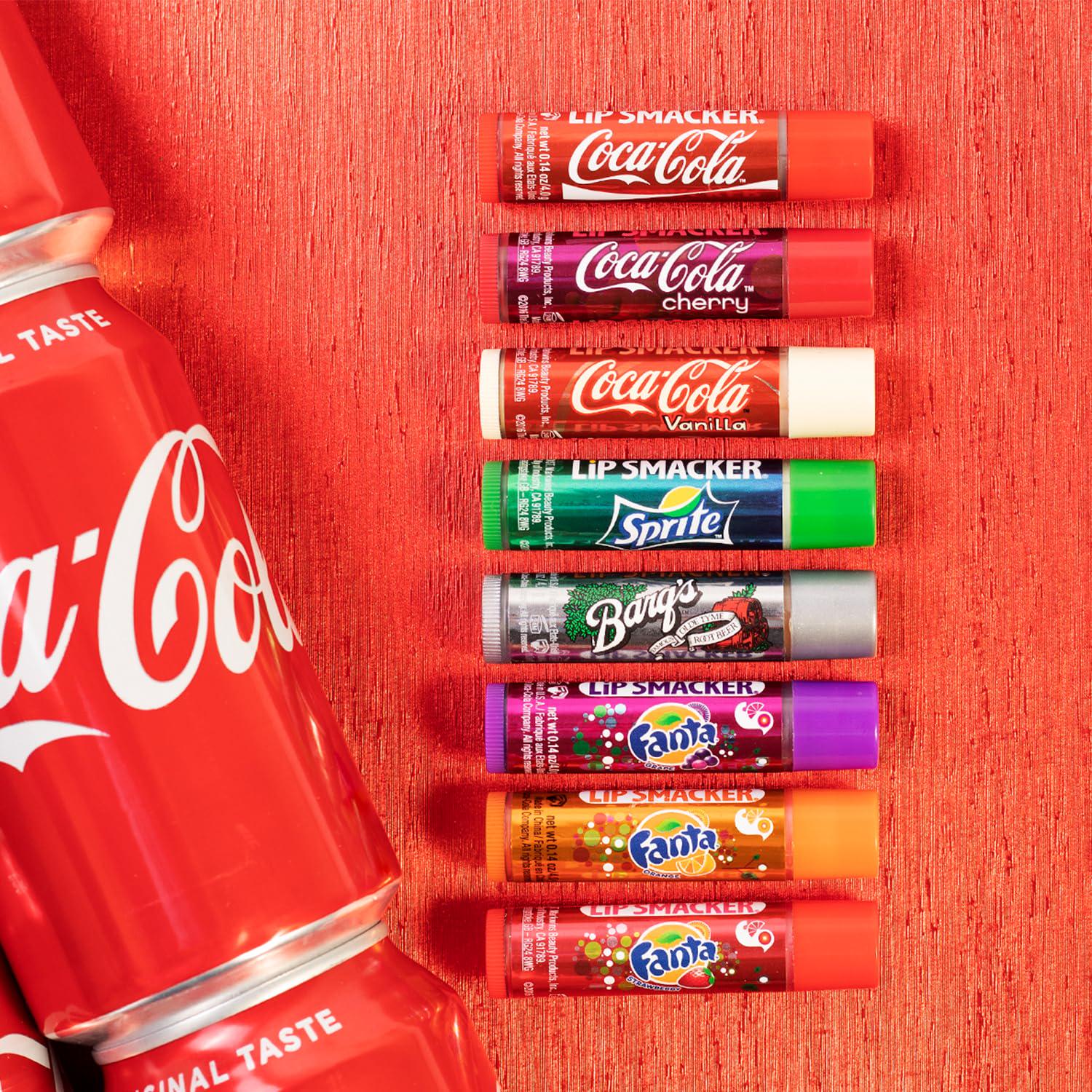 Lip Smacker Coca-Cola Flavored Balm, 8 Count, Flavors Coke, Cherry Vanilla Sprite, Root Beer, Orange Fanta, Grape Strawberry Fanta,