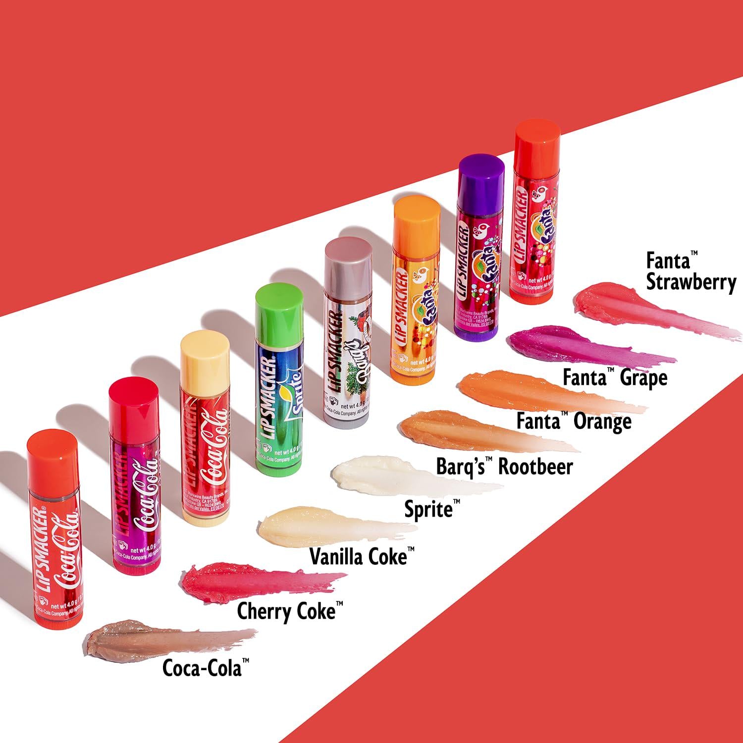 Lip Smacker Coca-Cola Flavored Balm, 8 Count, Flavors Coke, Cherry Vanilla Sprite, Root Beer, Orange Fanta, Grape Strawberry Fanta,
