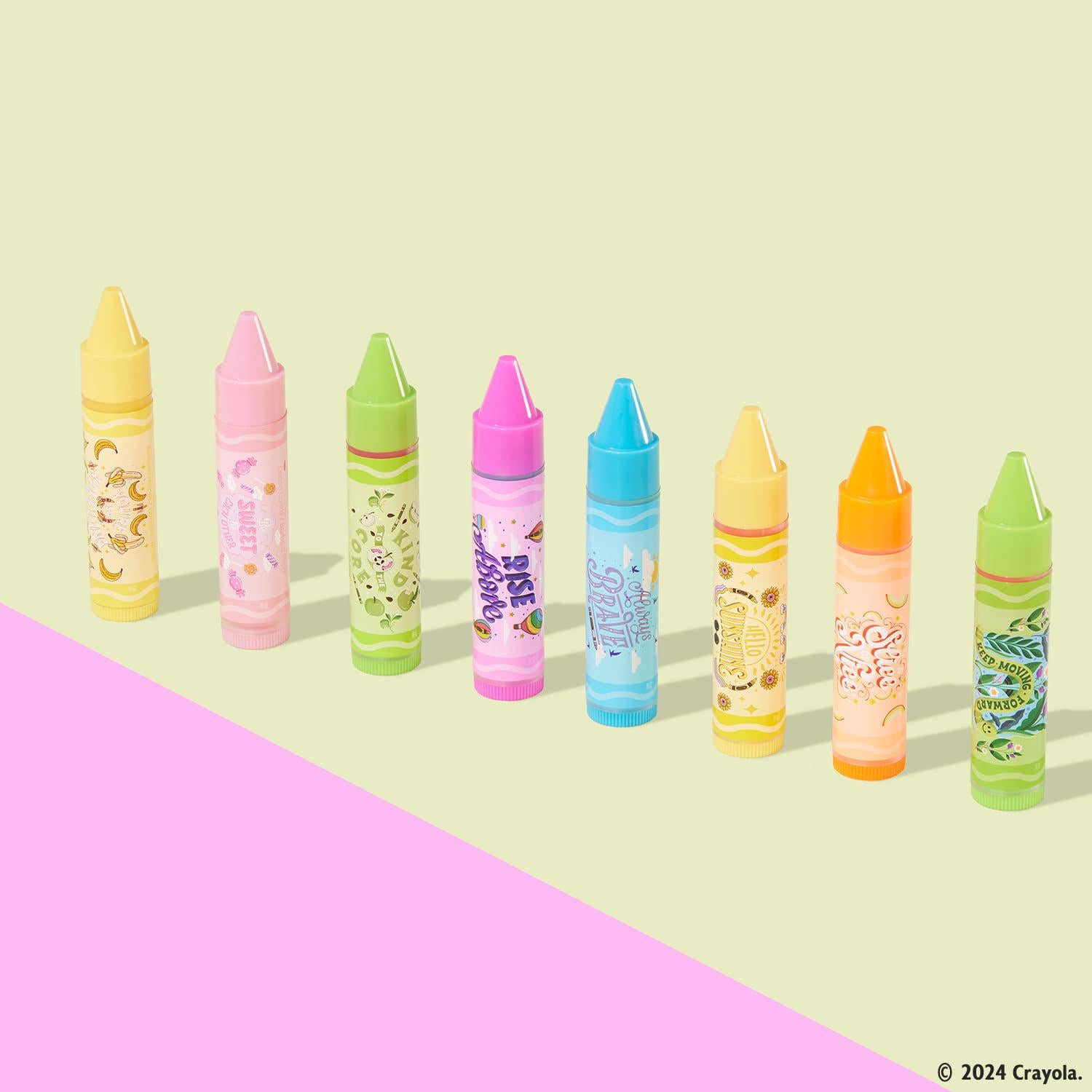Lip Smacker Crayola Party Pack - 8 Moisturizing Lip Balms, Fun Flavors, Hydrating And Protecting, Glossy Finish - Cruelty-Free,