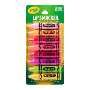 Lip Smacker Crayola Lip Balm Party Pack - 8 Moisturizing Lip Balms, Cotton Candy, Orange, Sherbert, Watermelon, Berry, Apple, Banana, Hydrating And Protecting - Cruelty-Free,