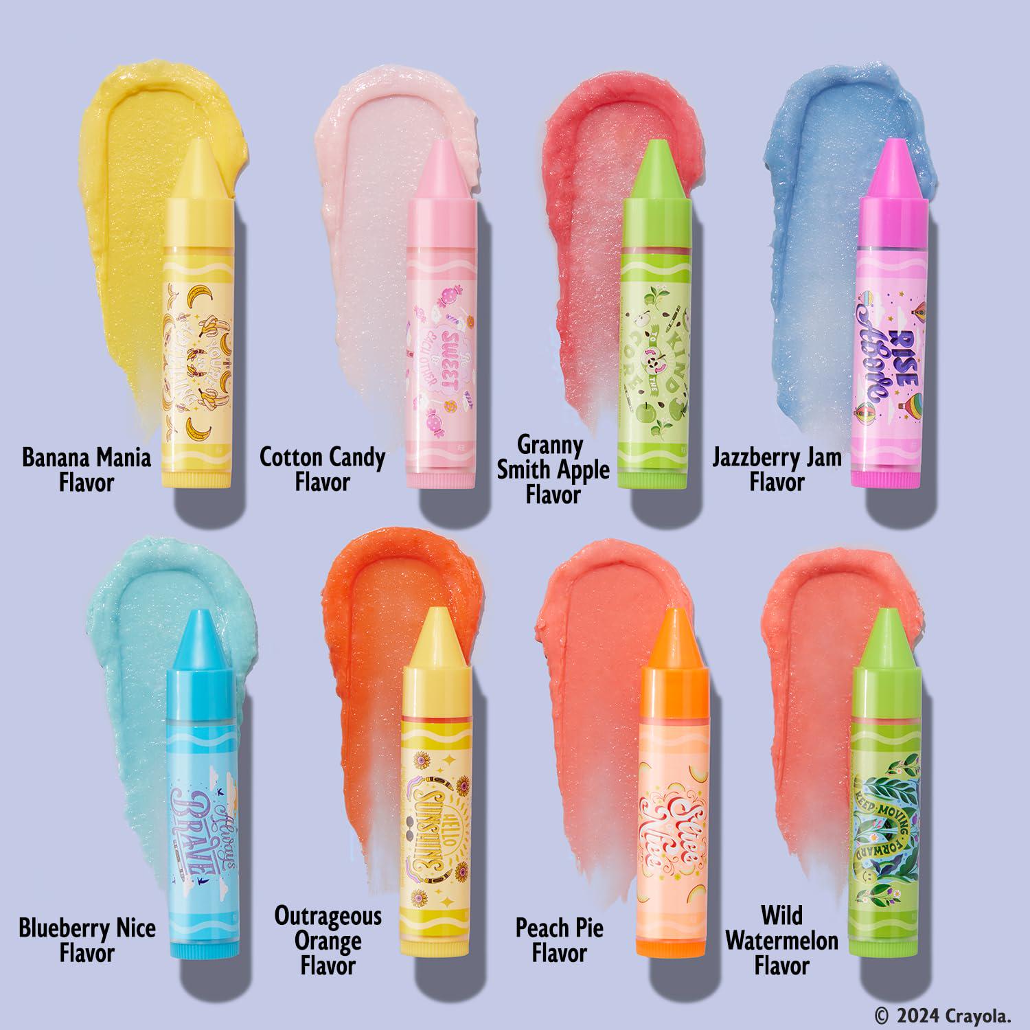 Lip Smacker Crayola Party Pack - 8 Moisturizing Lip Balms, Fun Flavors, Hydrating And Protecting, Glossy Finish - Cruelty-Free,