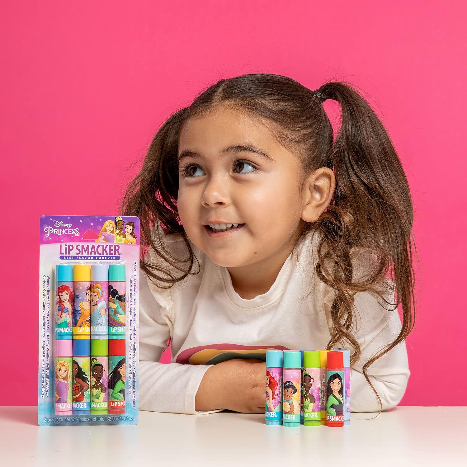 Lip Smacker Disney Princess Flavored Lip Balm Party Pack 8 Count, Clear, For Kids,