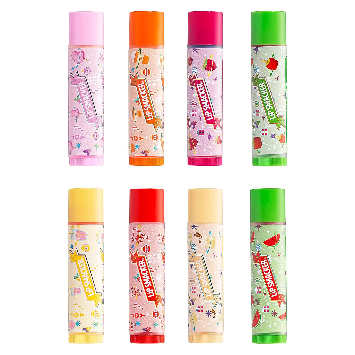 Lip Smacker Holiday Original And Best - 8 Moisturizing Lip Balms, Fun Assortment, Hydrating And Protecting - Vegan,