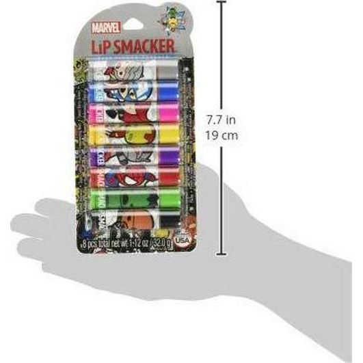 Lip Smacker Marvel Avenger Flavored Lip Balm Party Pack 8 Count, Super Hero, Spirderman, Iron Man, Captain America, Clear, For Kids,