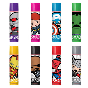 Lip Smacker Marvel Avenger Flavored Lip Balm Party Pack 8 Count, Super Hero, Spirderman, Iron Man, Captain America, Clear, For Kids,