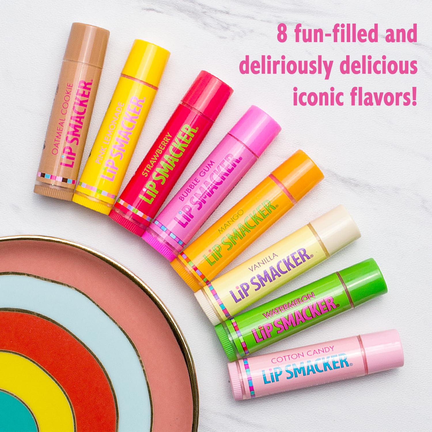 Lip Smacker Original And Best Holiday Flavored Lip Balm Party Pack, Oatmeal Cookie, Vanilla, Mango, Watermelon, Tropical Punch, Cotton Candy, Kiwi, Strawberry, Clear,