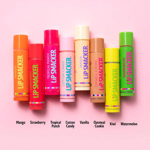 Lip Smacker Original And Best Holiday Flavored Lip Balm Party Pack, Oatmeal Cookie, Vanilla, Mango, Watermelon, Tropical Punch, Cotton Candy, Kiwi, Strawberry, Clear,