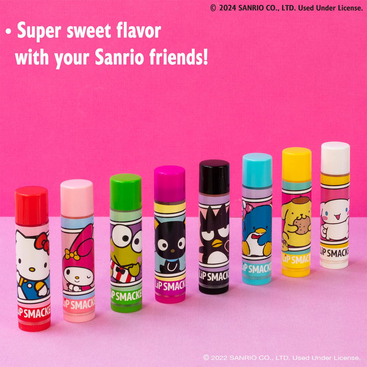 Lip Smacker Sanrio Hello Kitty And Friends 8-Piece Flavored Lip Balm, My Melody, Little Twin Stars, And Chococat, Hydrating And Protecting - Cruelty-Free,