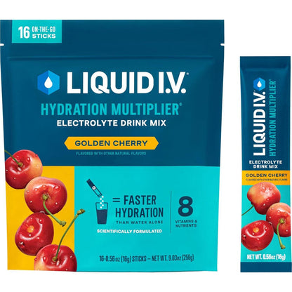 Liquid I.V. Liquid I.V. Hydration Multiplier - Golden Cherry | Electrolyte Powder Drink Mix | 1 Pack (16 Servings)
