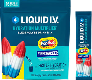Liquid IV Hydration Multiplier, Popsicle Firecracker Electrolyte Powder Drink Mix, 1 Pack (16 Servings)