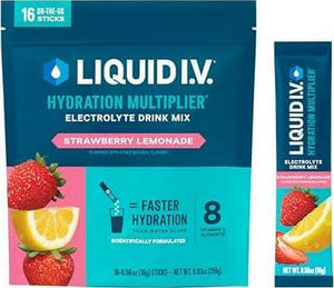 Liquid IV Hydration Multiplier, Strawberry Lemonade Flavor, Electrolyte Powder Drink Mix, 1 Pack (16 Servings)