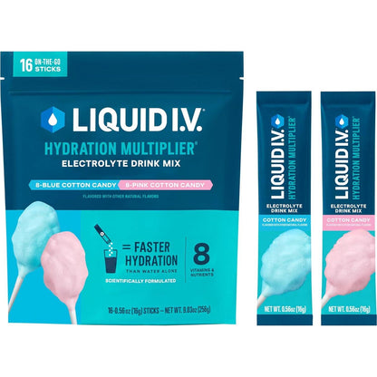 Liquid I.V. Liquid I.V. Hydration Multiplier - Cotton Candy | Electrolyte Powder Drink Mix | 1 Pack (16 Servings)