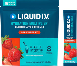 Liquid I.V. Liquid I.V. Hydration Multiplier - Strawberry | Electrolyte Powder Drink Mix | 1 Pack (16 Servings)