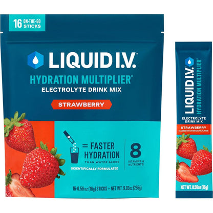 Liquid I.V. Liquid I.V. Hydration Multiplier - Strawberry | Electrolyte Powder Drink Mix | 1 Pack (16 Servings)