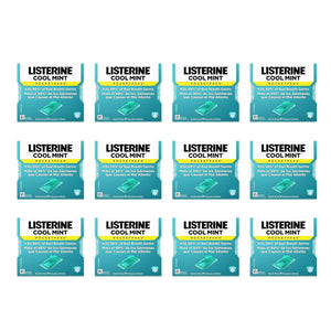 Listerine Cool Mint PocketPaks Breath Strips, Portable Fresh Breath Strips, Kills 99% of Bad Breath Germs, 12-Pack