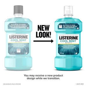 Listerine Cool Mint Antiseptic Mouthwash, Kills 99% of Germs, Freshens Breath & Fights Plaque & Gingivitis, 1L, 2-Pack