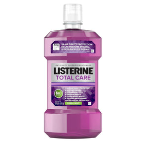Listerine Listerine Total Care Anticavity Fluoride Mouthwash, 6 Benefits In 1 Oral Rinse Helps Kill 99% Of Bad Breath Germs, Prevents Cavities, Strengthens Teeth, ADA-Accepted, Fresh Mint, 1 L