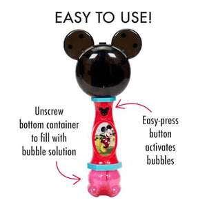 Little Kids Mickey Mouse Bubble Wand, Light & Sound, Includes Solution, Fun Outdoor Toy, Model 20511