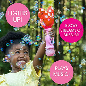 Disney Minnie Mouse Light & Sound Musical Bubble Wand, Includes Bubble Solution, Kids Toy