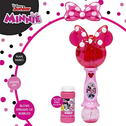 Disney Minnie Mouse Light & Sound Musical Bubble Wand, Includes Bubble Solution, Kids Toy