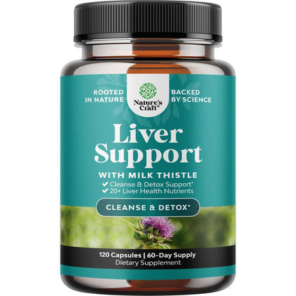 Natures Craft Liver Cleanse Detox And Repair 120 Capsules - Herbal Liver Support Milk Thistle Supplement - Silymarin Milk Thistle Supplements With Dandelion Root, Choline, Beetroot And Artichoke Extract