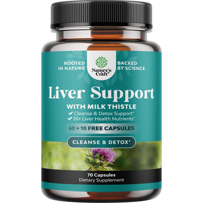 Nature’s Craft Liver Cleanse & Detox Supplement, 70 Capsules, Milk Thistle, Dandelion Root & Beetroot for Liver Support