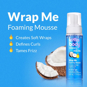 Creme of Nature Lottabody Coconut Oil And Shea Wrap Me Foaming Curl Mousse , Creates Soft Wraps, Hair Mousse For Curly Hair, Defines Curls, Anti Frizz, 7 Fl Oz