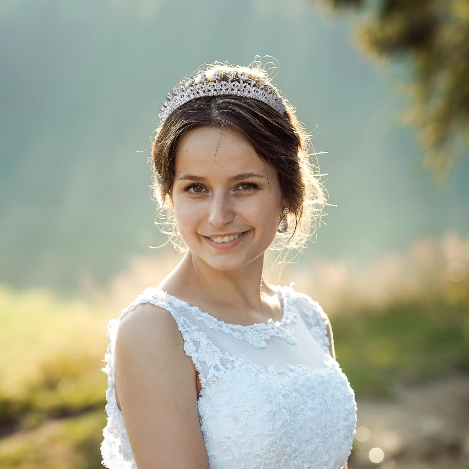 Lovelyshop Ribbon Shape Crystal Princess Bridal Alloy Tiara For Younger Woman In Party Wedding Quinceanera,