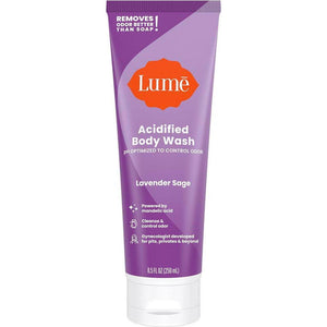 Lume Lume Acidified Body Wash - 24 Hour Odor Control - Removes Odor Better Than Soap - Moisturizing Formula - Formulated Without SLS Or Parabens - OB/GYN Developed - 8.5 Ounce (Lavender Sage)