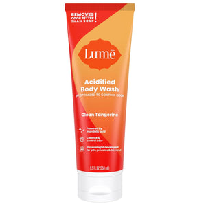 Lume Lume Acidified Body Wash - 24 Hour Odor Control - Removes Odor Better Than Soap - Moisturizing Formula - Formulated Without SLS Or Parabens - OB/GYN Developed - 8.5 Ounce (Clean Tangerine)
