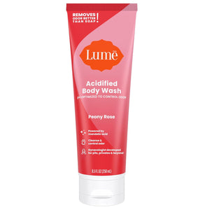 Lume Lume Acidified Body Wash - 24 Hour Odor Control - Removes Odor Better Than Soap - Moisturizing Formula - Formulated Without SLS Or Parabens - OB/GYN Developed - 8.5 Ounce (Peony Rose)