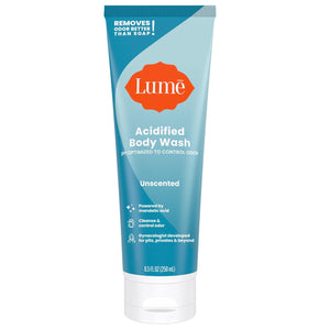 Lume Lume Acidified Body Wash - 24 Hour Odor Control - Removes Odor Better Than Soap - Moisturizing Formula - Formulated Without SLS Or Parabens - OB/GYN Developed - 8.5 Ounce (Unscented)