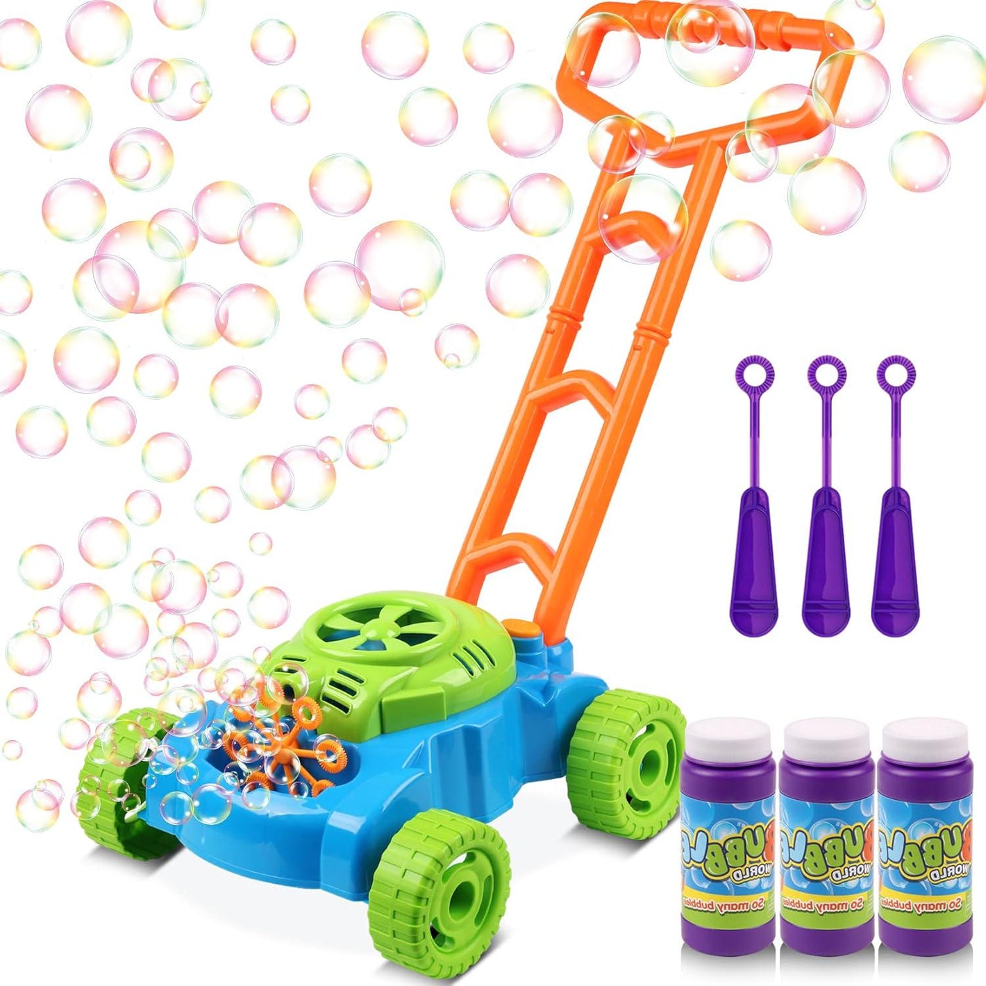 Lydaz Bubble Lawn Mower for Toddlers Outdoor Push Toy with Blower for Boys Age 1 2 3