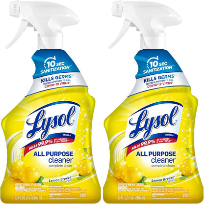 Lysol Lysol All-Purpose Cleaner, Sanitizing And Disinfecting Spray, To Clean And Deodorize, Lemon Breeze Scent, 32oz, Pack Of 2