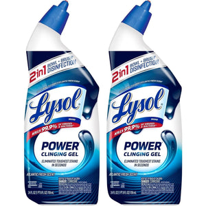Lysol Toilet Bowl Cleaner, Max Strength, Clinging Gel, Instant Stain Removal, Disinfecting & Deodorizing, Bleach-Free, 24oz, 2 Pack