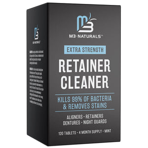 M3 Naturals Retainer Cleaner Tablets, Invisalign Cleaner, Removes Odors, Discoloration & Plaque, 4-Month Supply, FSA/HSA Approved
