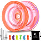 MAGICYOYO K2 Plus Crystal Yoyo, Professional Fingerspin Trick Yoyo For Kids/Adults, Responsive Yoyo For Beginner, Replacement Unresponsive Bearing With 6 Yoyo Strings+Bearing Remover (Crystal Orange),