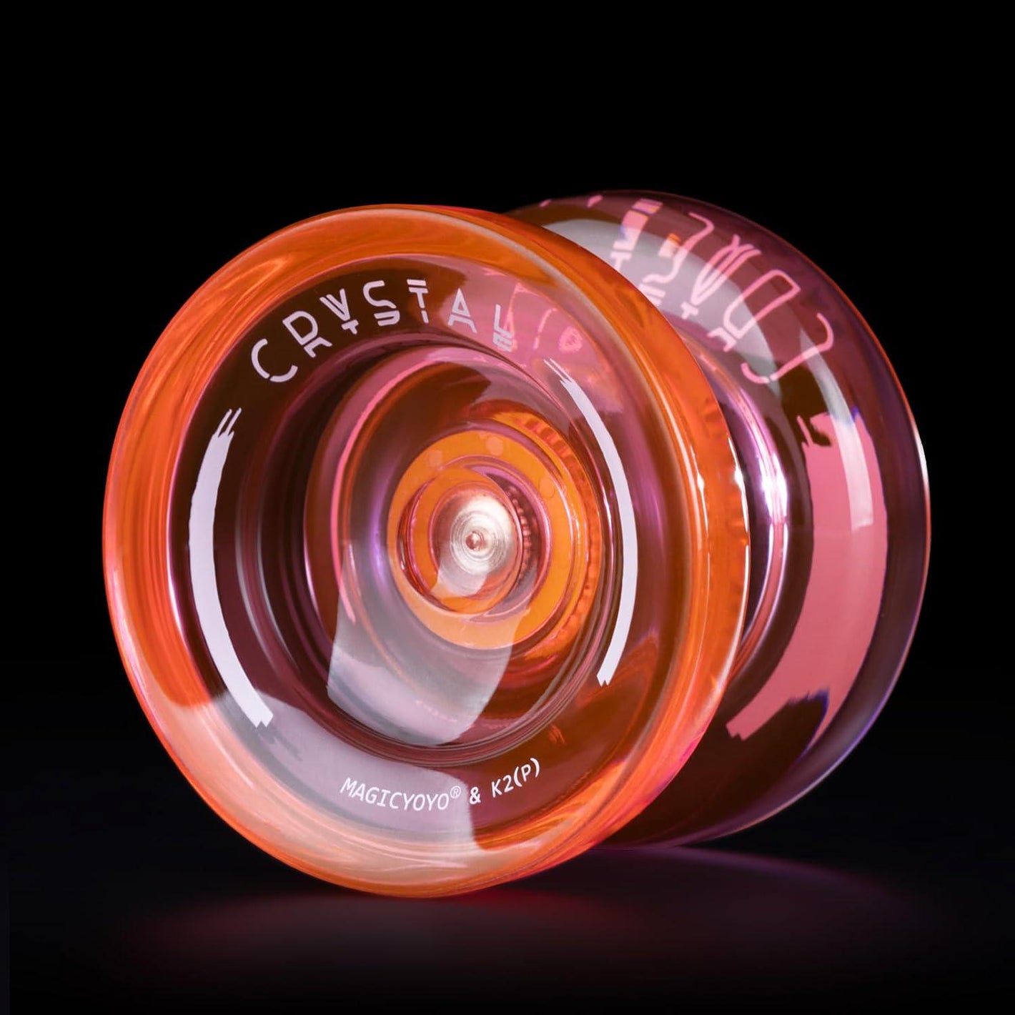 MAGICYOYO K2 Plus Crystal Yoyo, Professional Fingerspin Trick Yoyo For Kids/Adults, Responsive Yoyo For Beginner, Replacement Unresponsive Bearing With 6 Yoyo Strings+Bearing Remover (Crystal Orange),