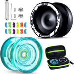 MAGICYOYO Professional Pack Of 2 Yoyos V3+K2, Responsive Yoyo For Kids Beginner, Dual Purpose Trick Yoyo With Unresponsive Yoyo Bearing For Adults/Advanced+Extra Yo-yo Case + 12 Yoyo Strings,