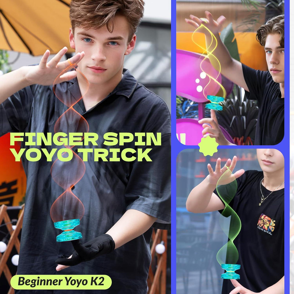 MAGICYOYO Professional Pack Of 2 Yoyos V3+K2, Responsive Yoyo For Kids Beginner, Dual Purpose Trick Yoyo With Unresponsive Yoyo Bearing For Adults/Advanced+Extra Yo-yo Case + 12 Yoyo Strings,