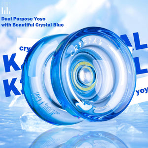 MAGICYOYO Professional Crystal Yoyo K2, Responsive Yoyo For Kids, Plastic Yoyo Professional Beginner Yo Yo With Unresponsive Yoyo Bearing For Intermediate + 12 Yo-yo Strings+Yo Yo Bag (Crystal Blue),